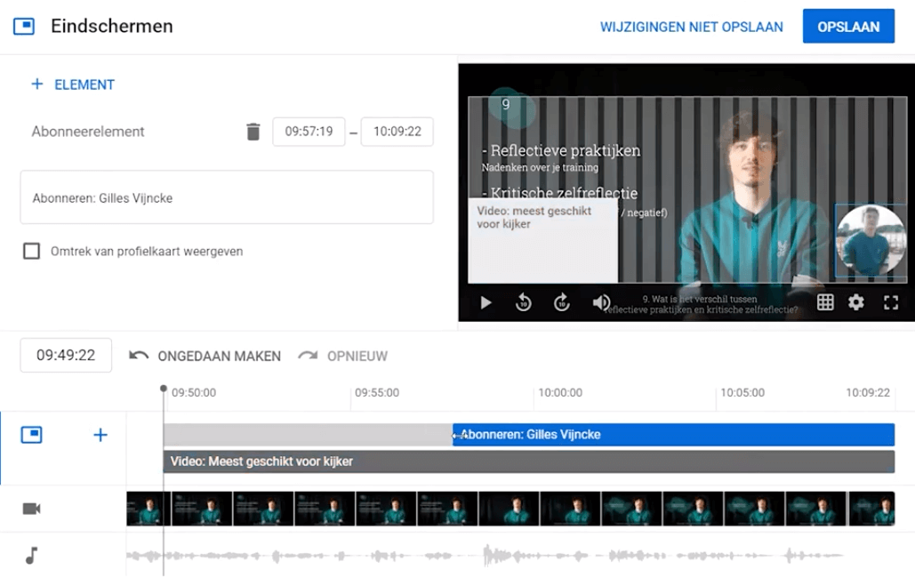 Hoe eindscherm maken in YouTube Studio?